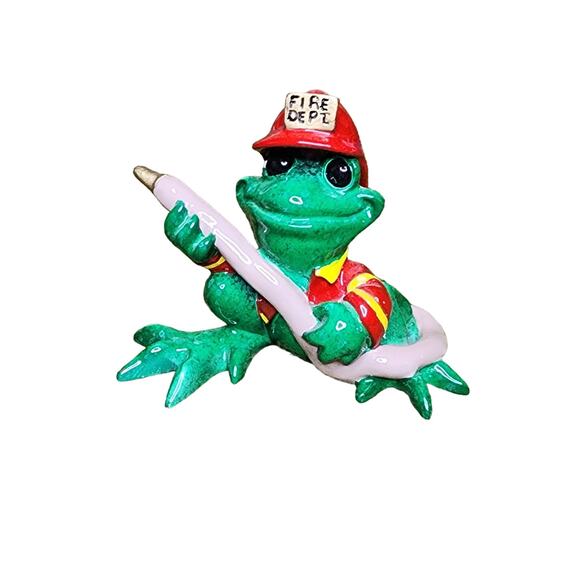 Kitty's Critters Fire Fighter 2011 Frog Sculpture - Picture 1 of 5